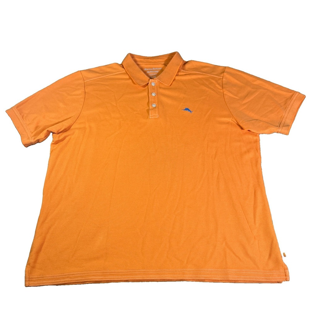 Tommy Bahama The Emfielder IslandZone Polo Men's XL Orange Supima Wicking UPF